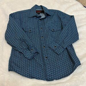 Rock & Roll Denim Modern Fit Western Button Down with horseshoes print